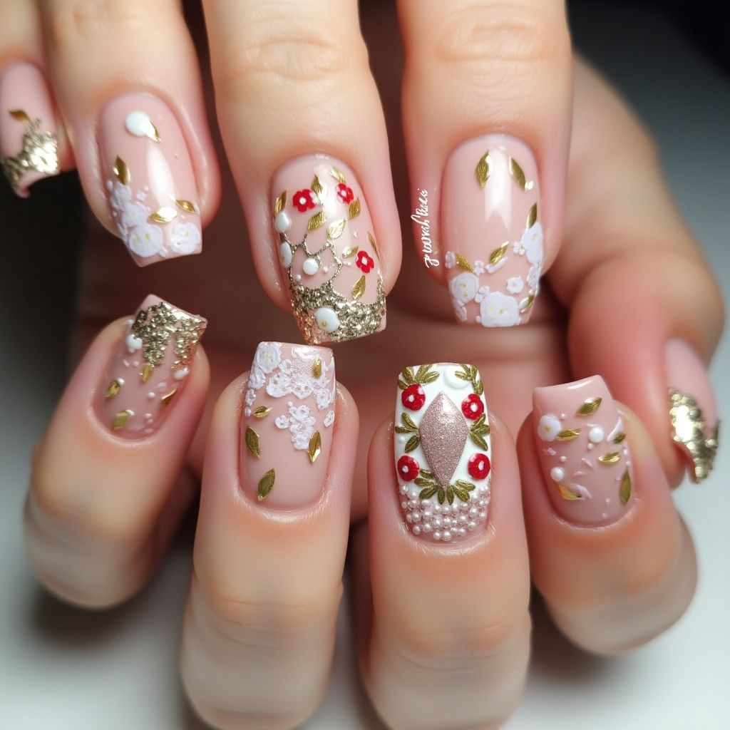 Anniversary Square Nail Design