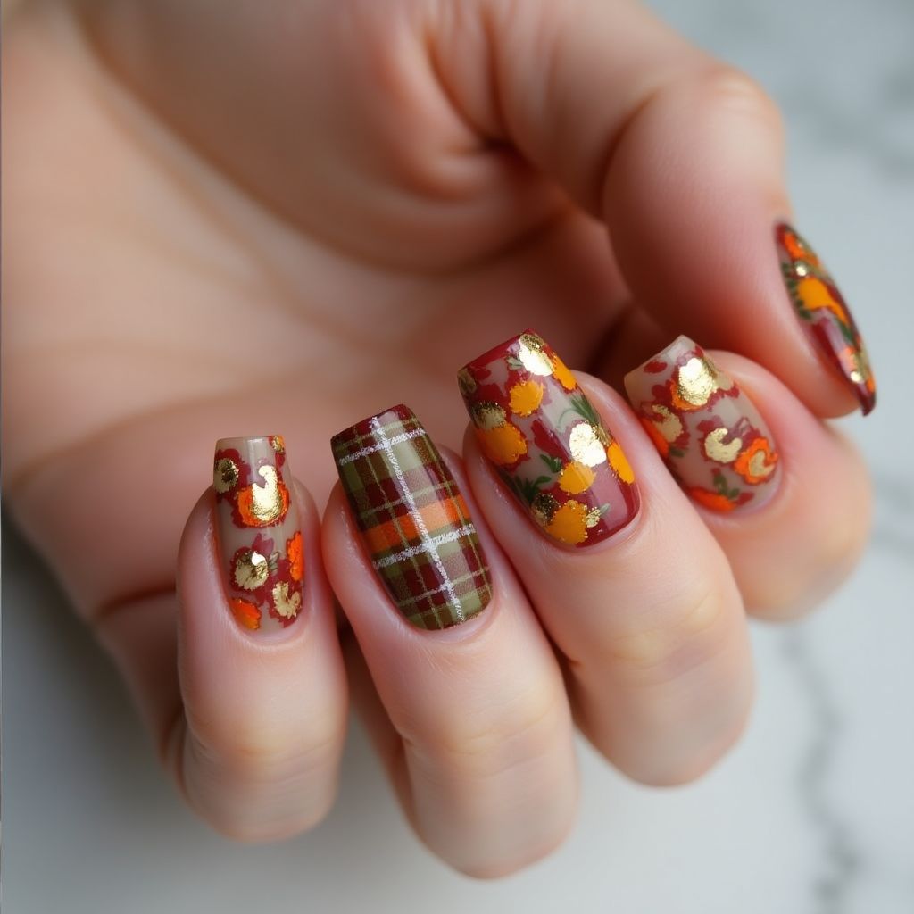 Thanksgiving Square Nail Design