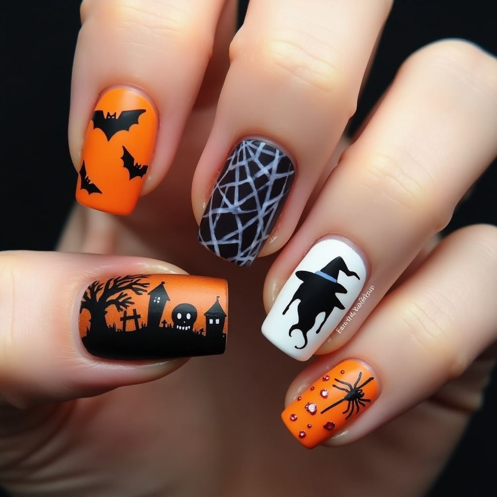 Halloween Square Nail Design