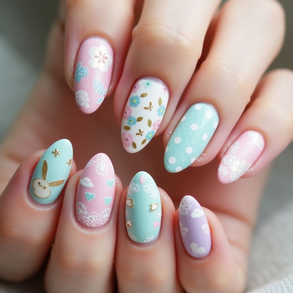 Easter Round Nail Design