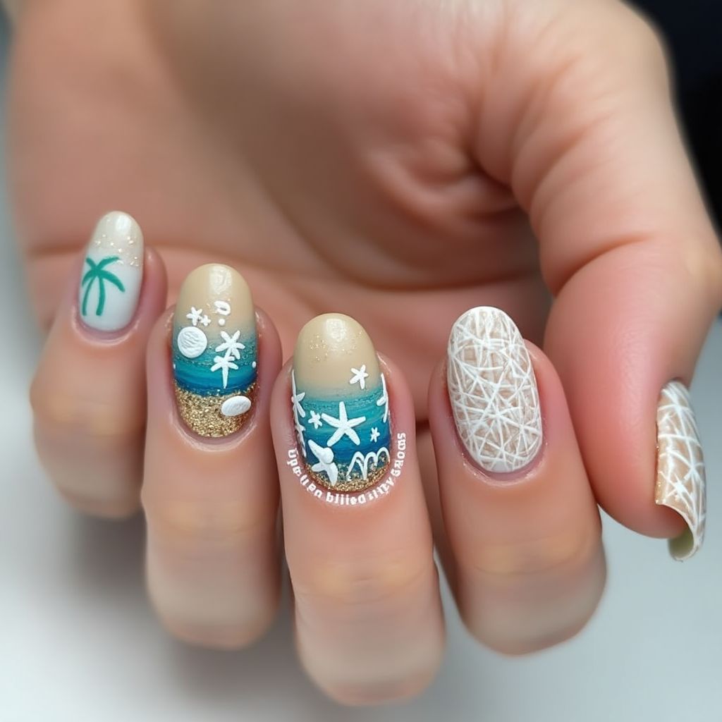 Beach Round Nail Design