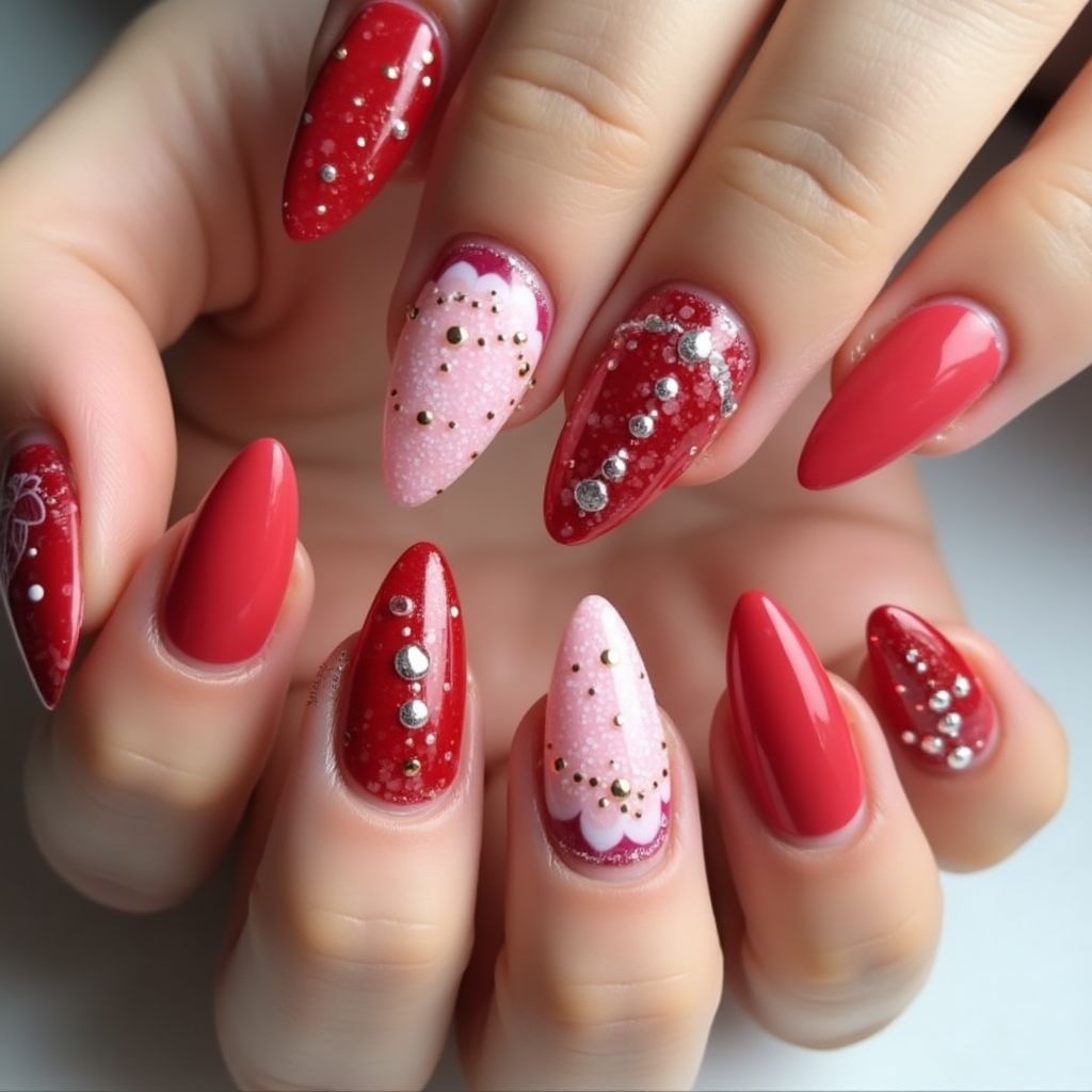 Valentine's day Stiletto Nail Design