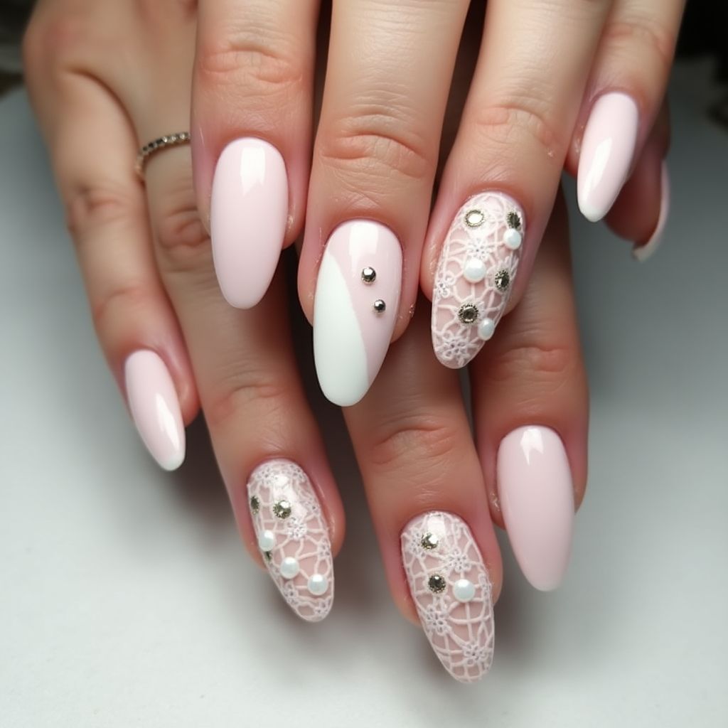 Wedding Coffin Nail Design