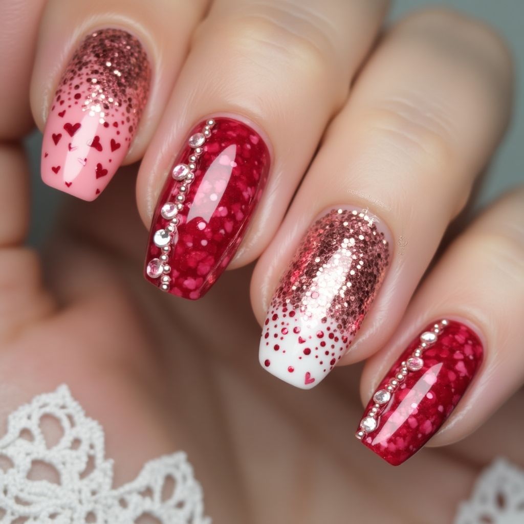 Valentine's Day Coffin Nail Design