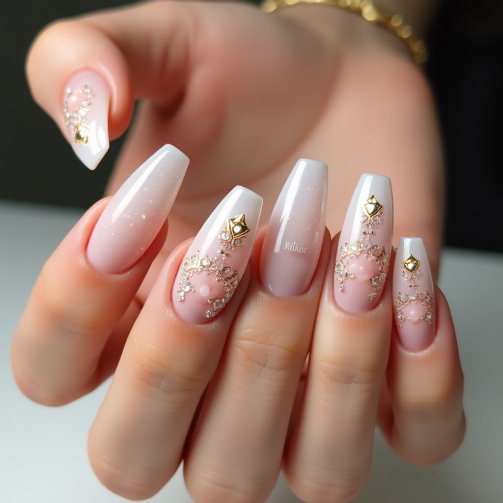 Anniversary Coffin Nail Design