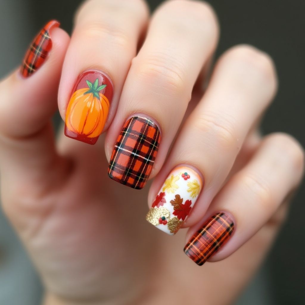 Thanksgiving Square Nail Design