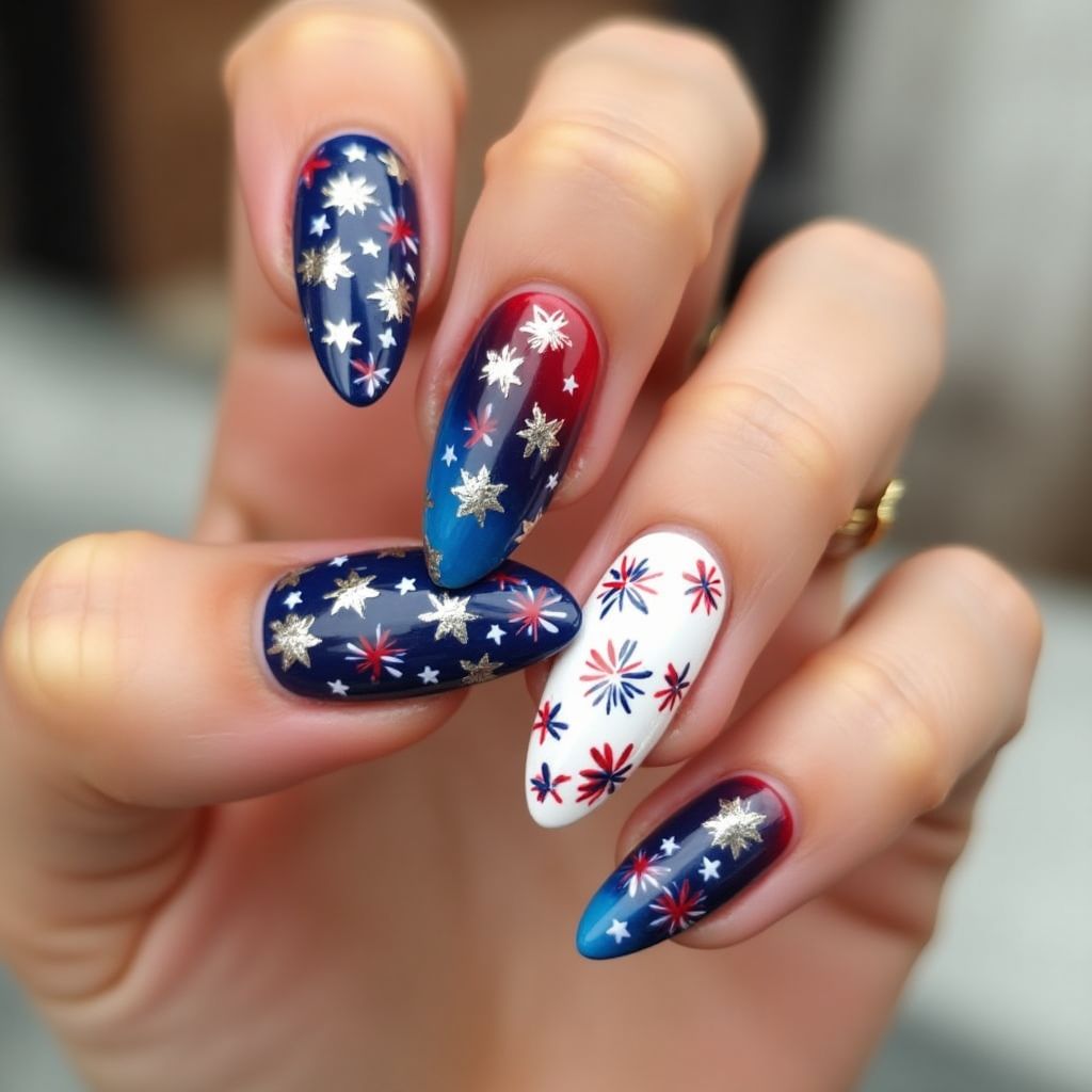 4th Of July Stiletto Nail Design