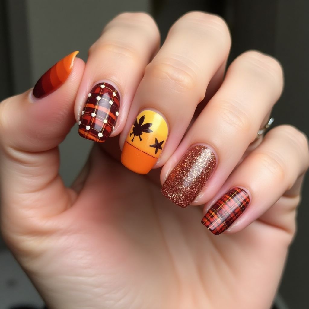 Thanksgiving Square Nail Design