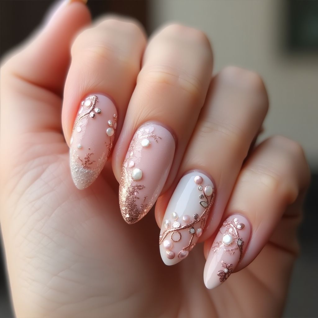 Anniversary Almond Nail Design