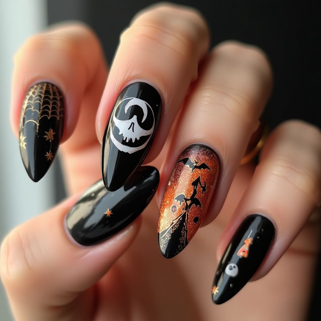 Halloween Stiletto Nail Design