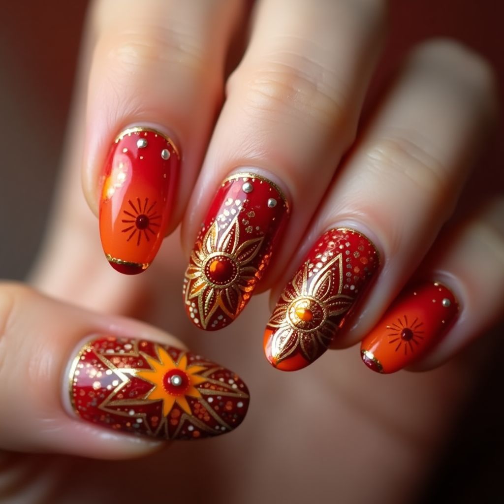 Diwali Stiletto Nail Design