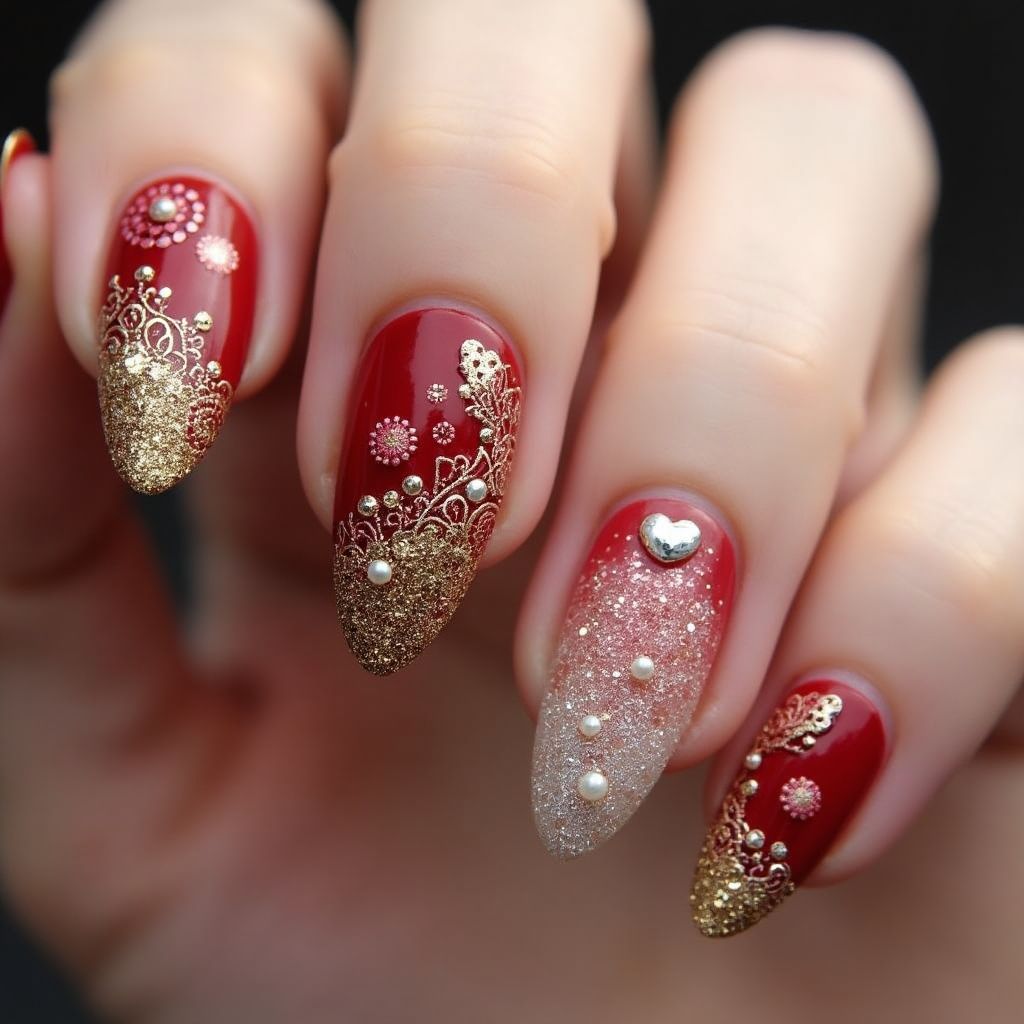 Anniversary Stiletto Nail Design