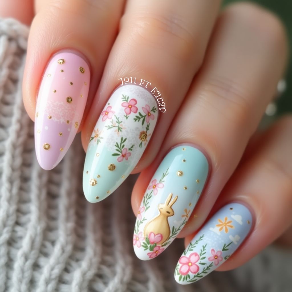 Easter Stiletto Nail Design