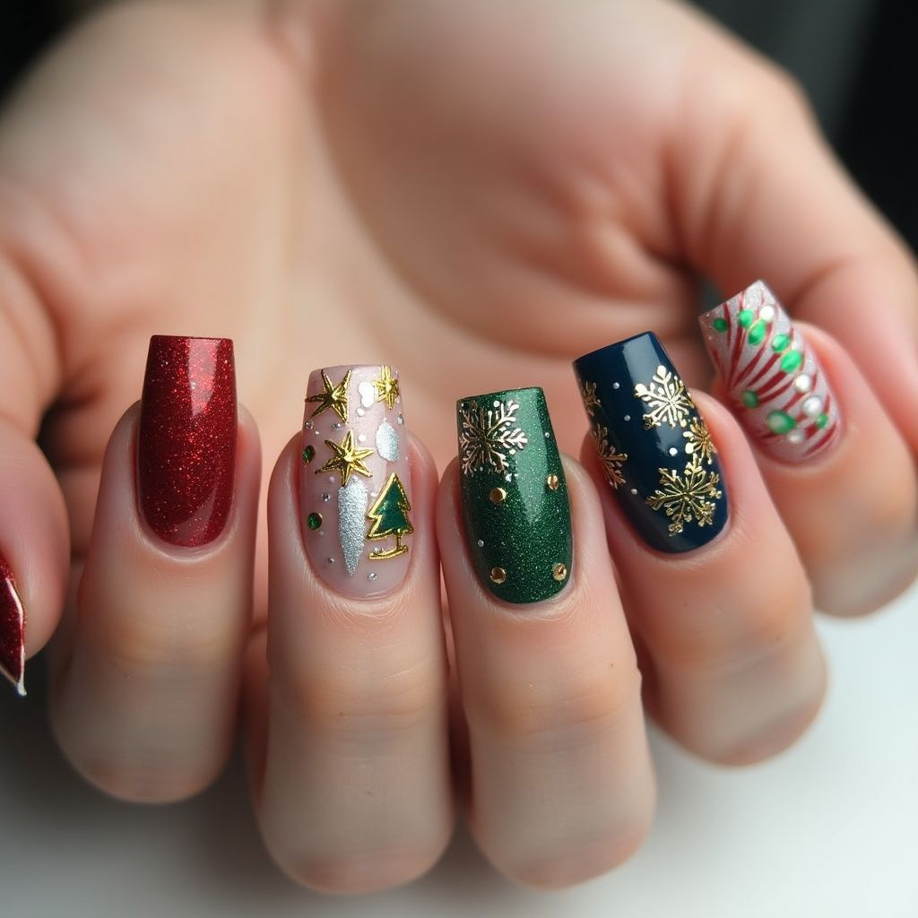 Holiday Square Nail Design