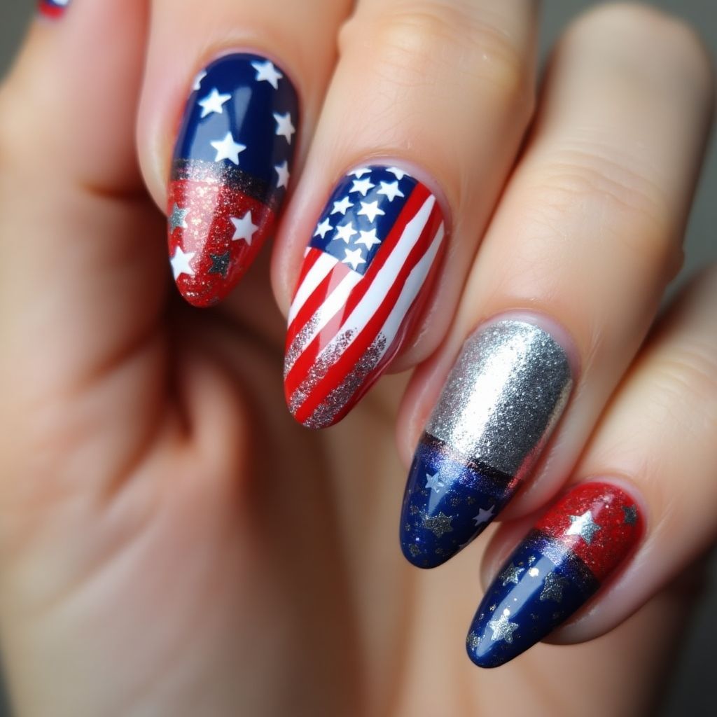 Labor Day Stiletto Nail Design