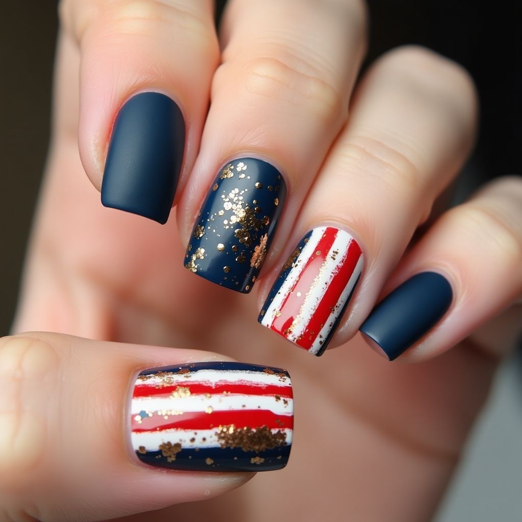 Labor Day Square Nail Design