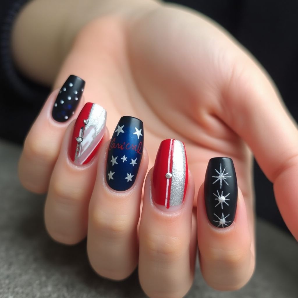 Memorial Day Coffin Nail Design