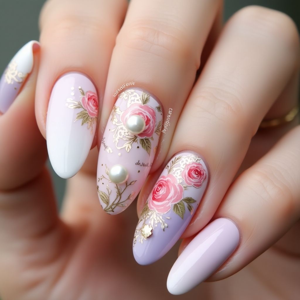 Mother's Day Almond Nail Design