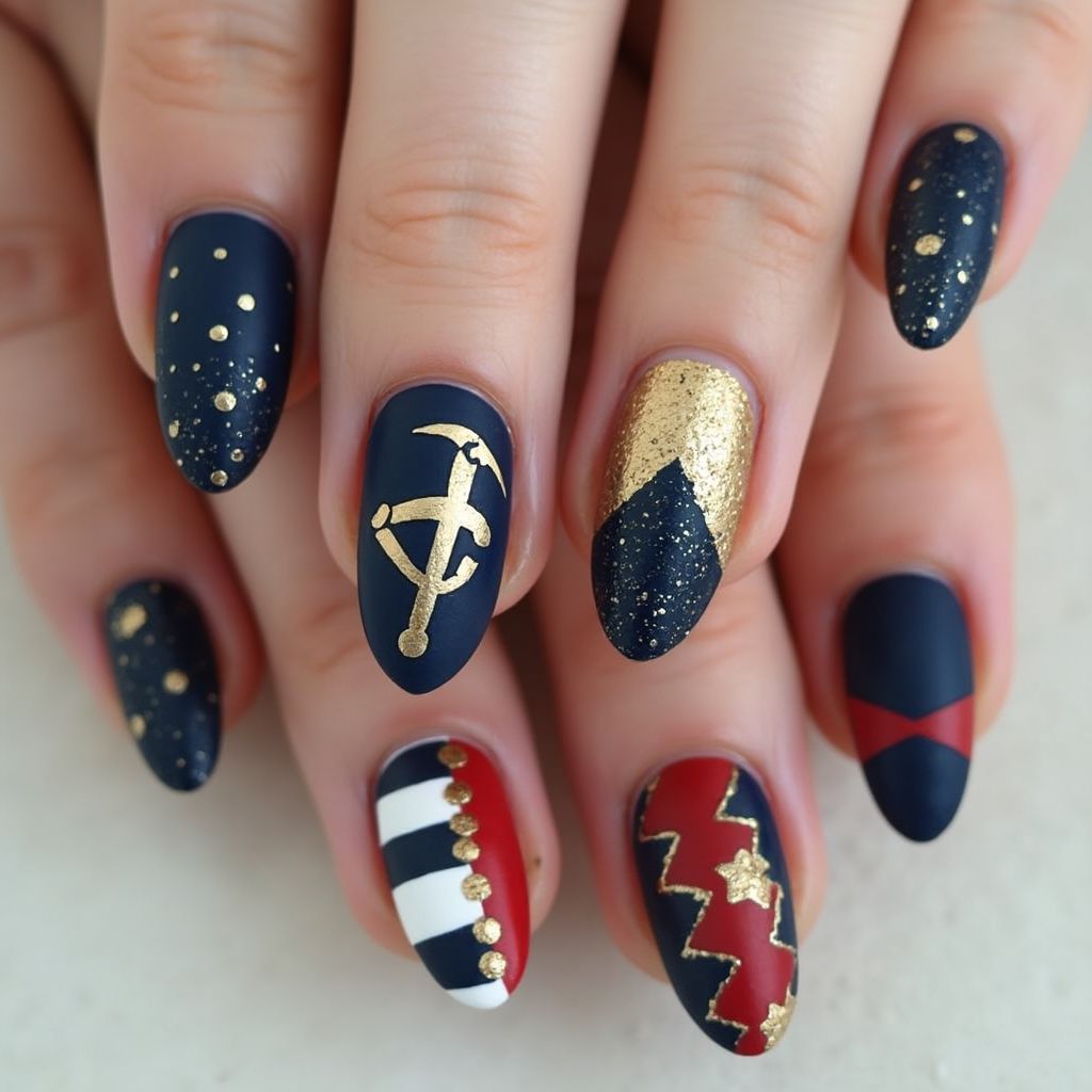 Labor day Stiletto Nail Design