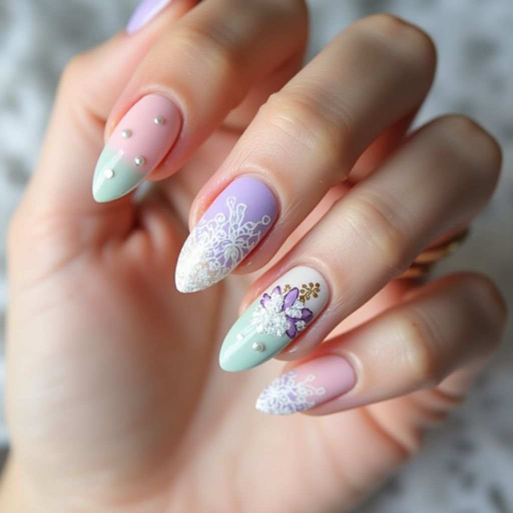 Bridal Shower Almond Nail Design