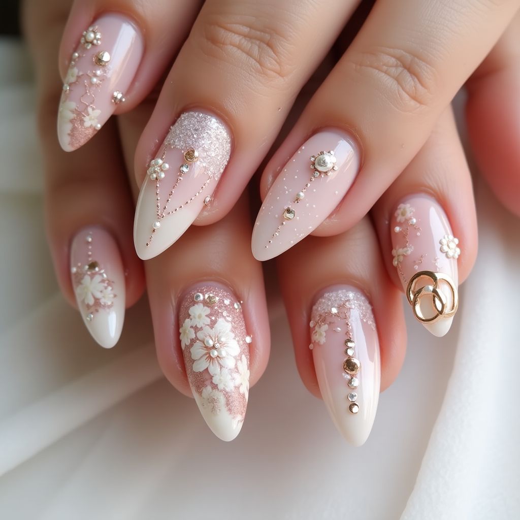 Bridal shower Stiletto Nail Design