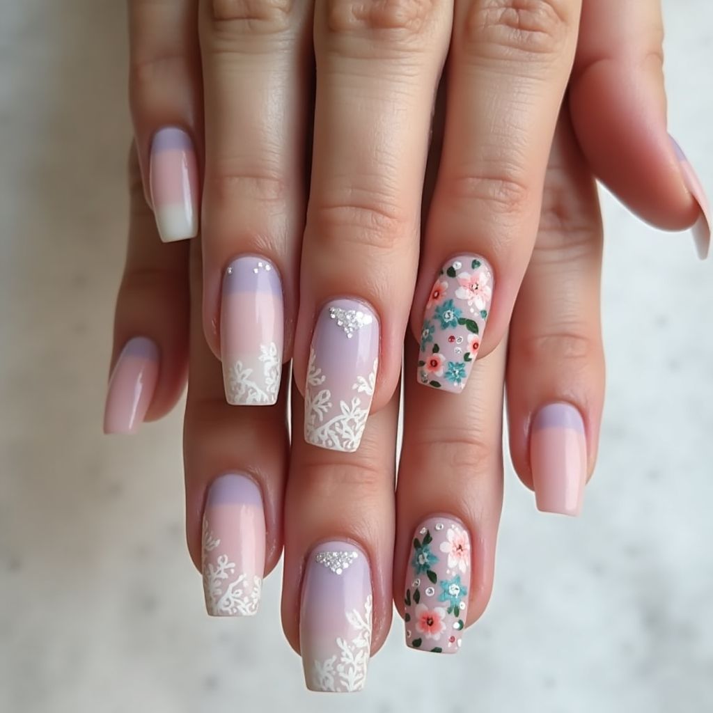 Bridal Shower Square Nail Design