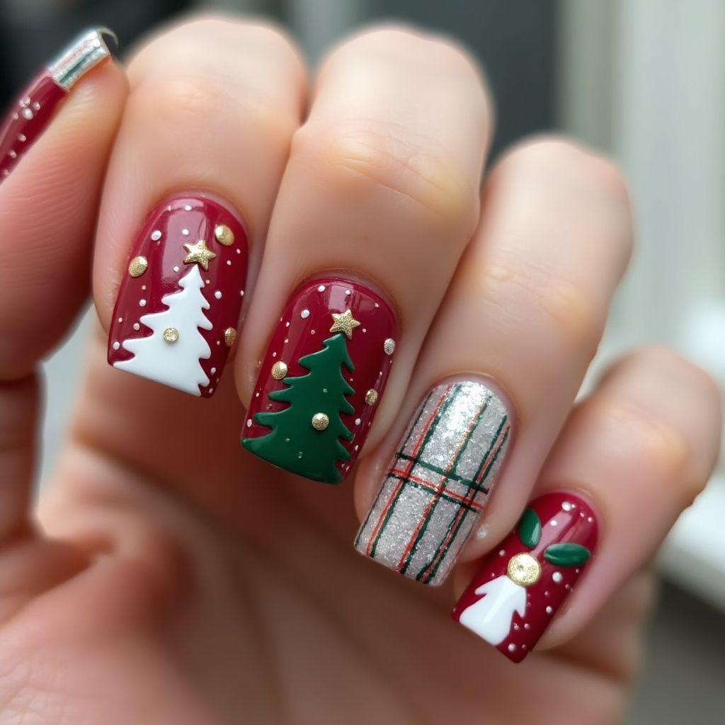 Christmas Square Nail Design