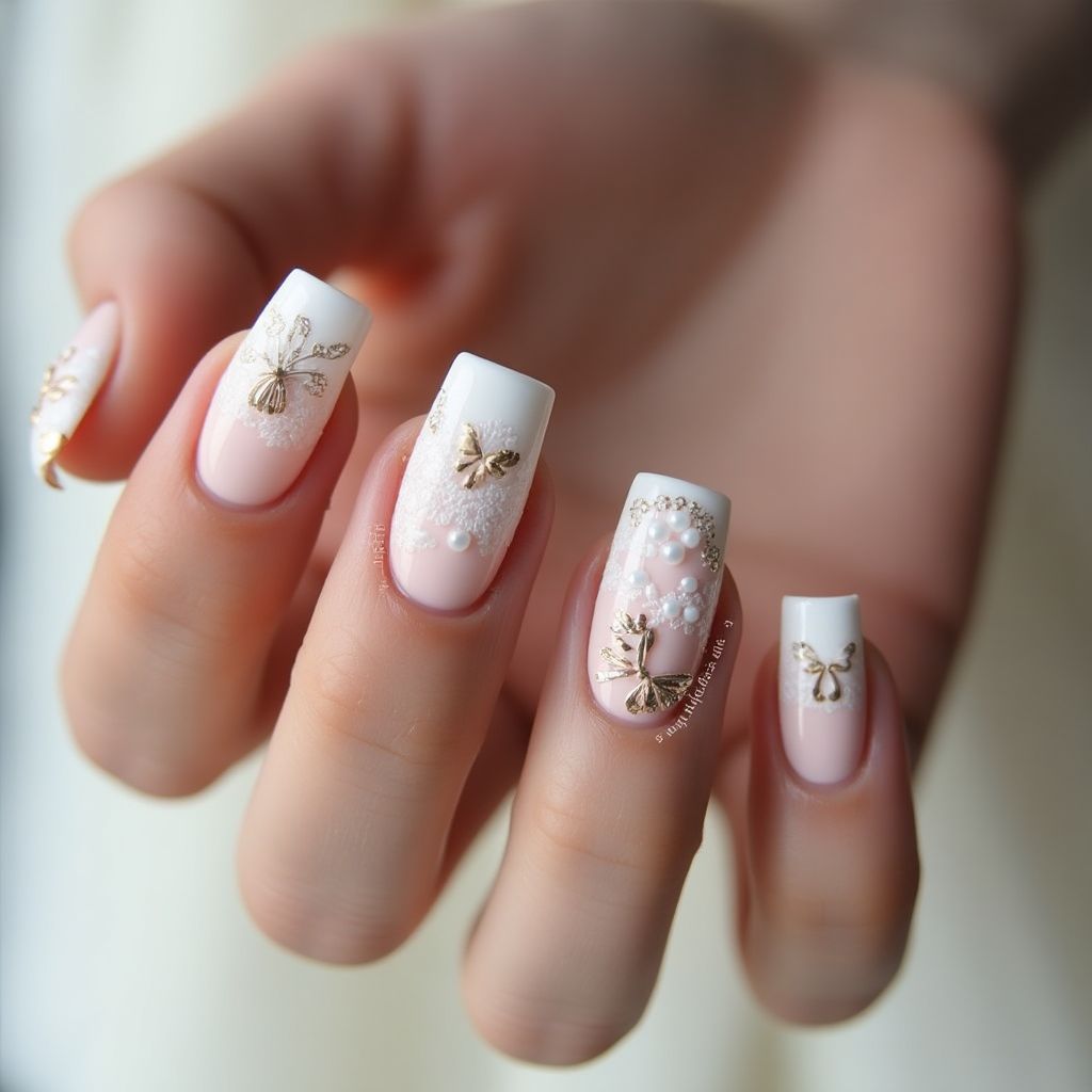 Wedding Square Nail Design