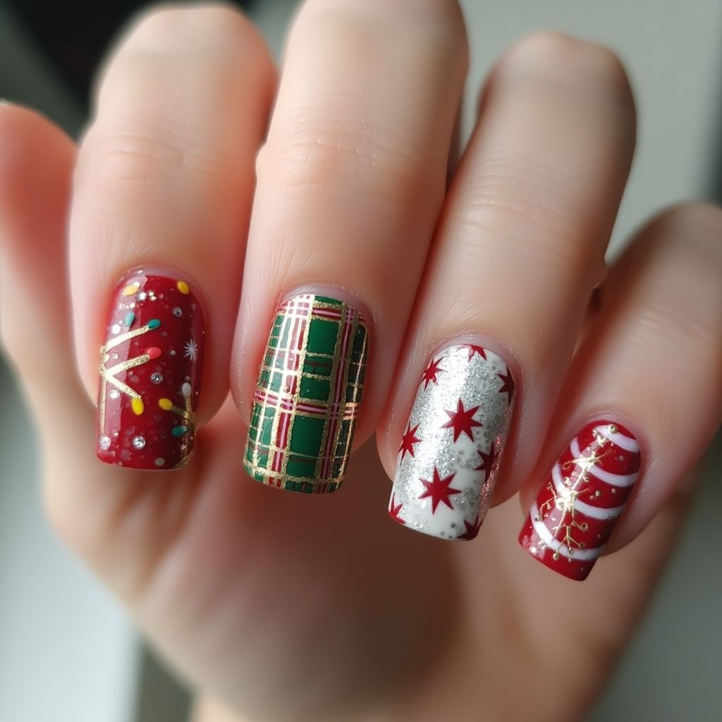 Holiday Square Nail Design