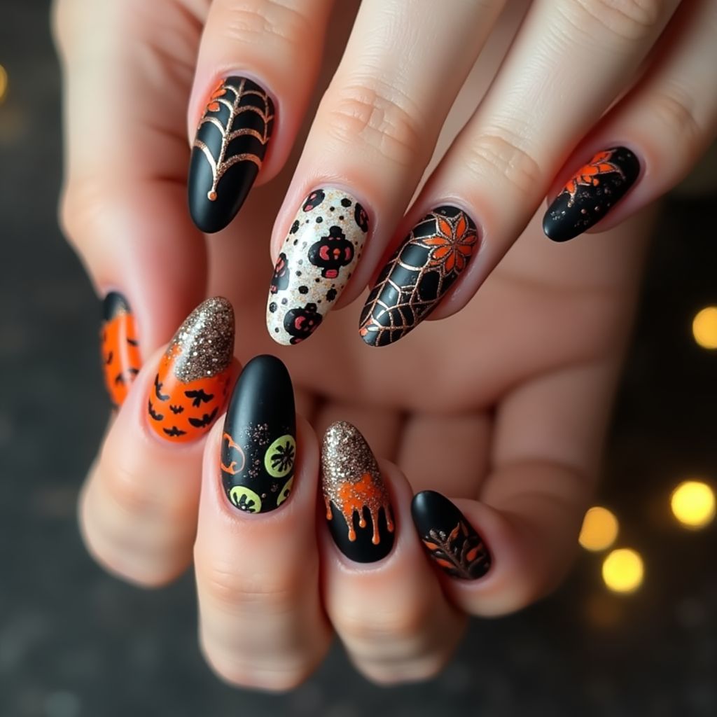 Halloween Almond Nail Design