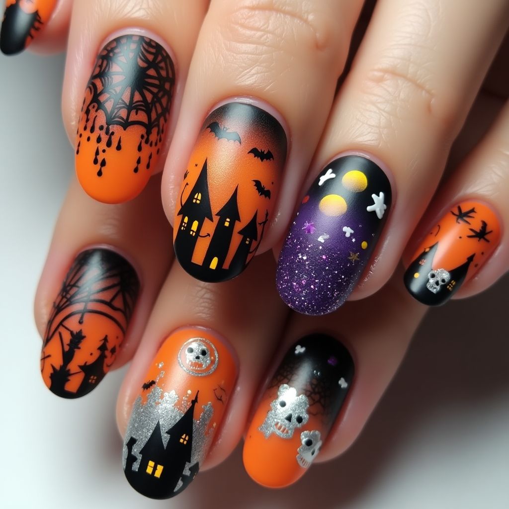 Halloween Round Nail Design