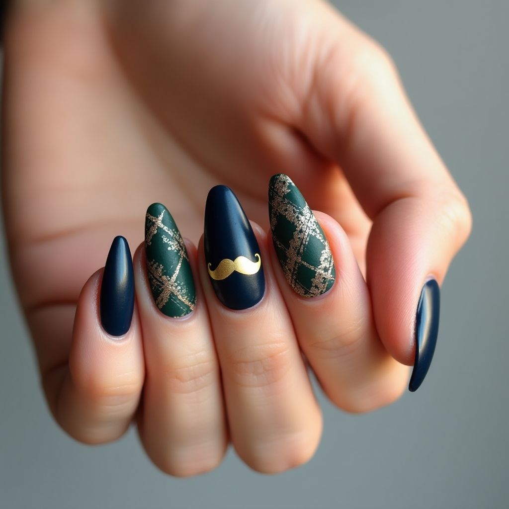 Father's Day Stiletto Nail Design