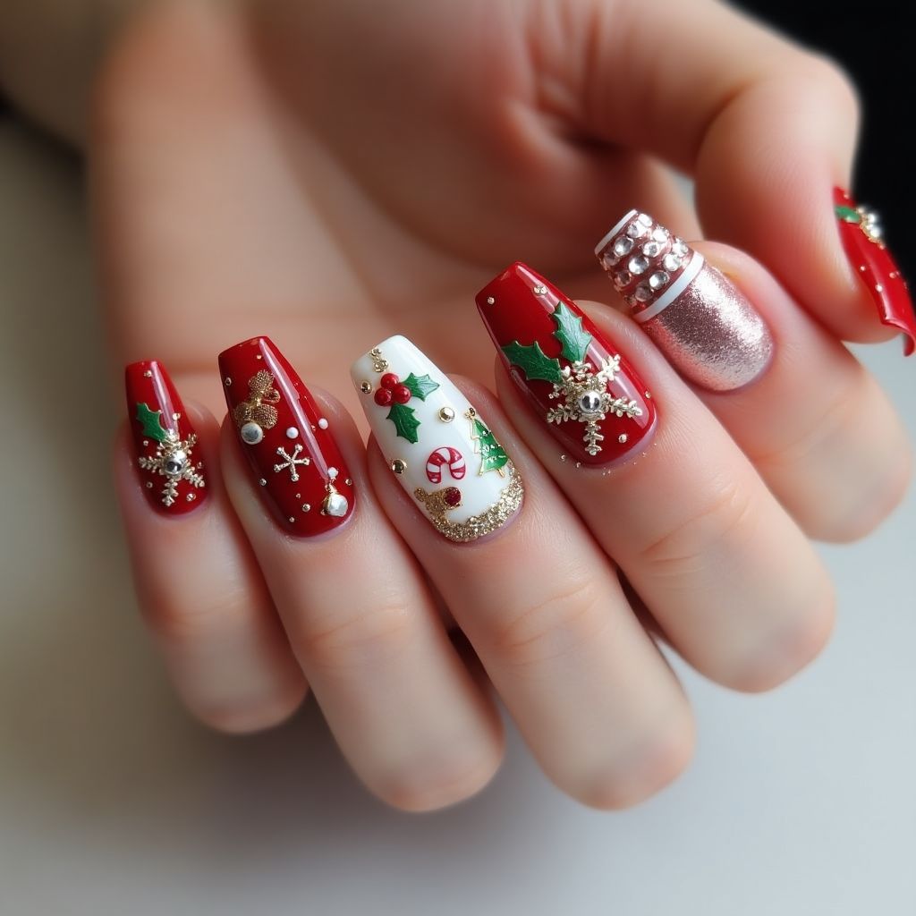 Christmas Stiletto Nail Design