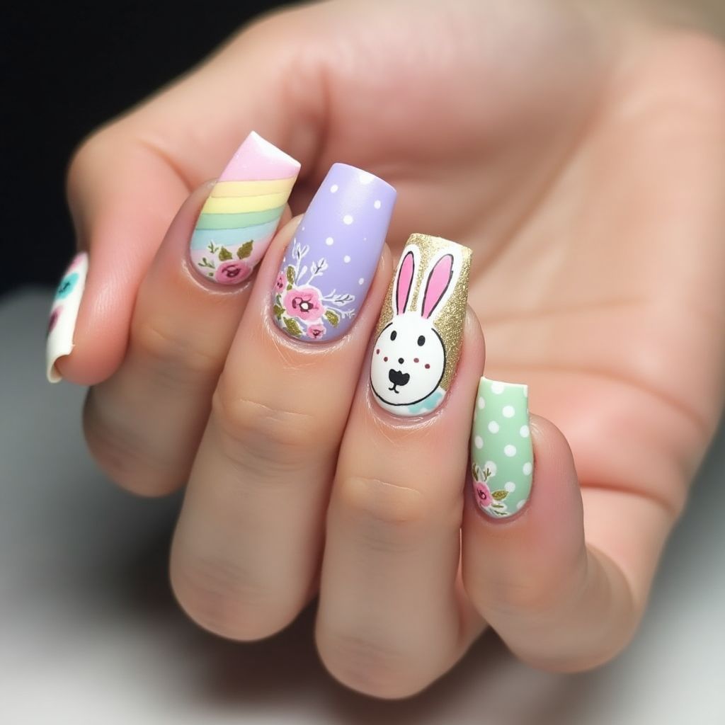 Easter Square Nail Design