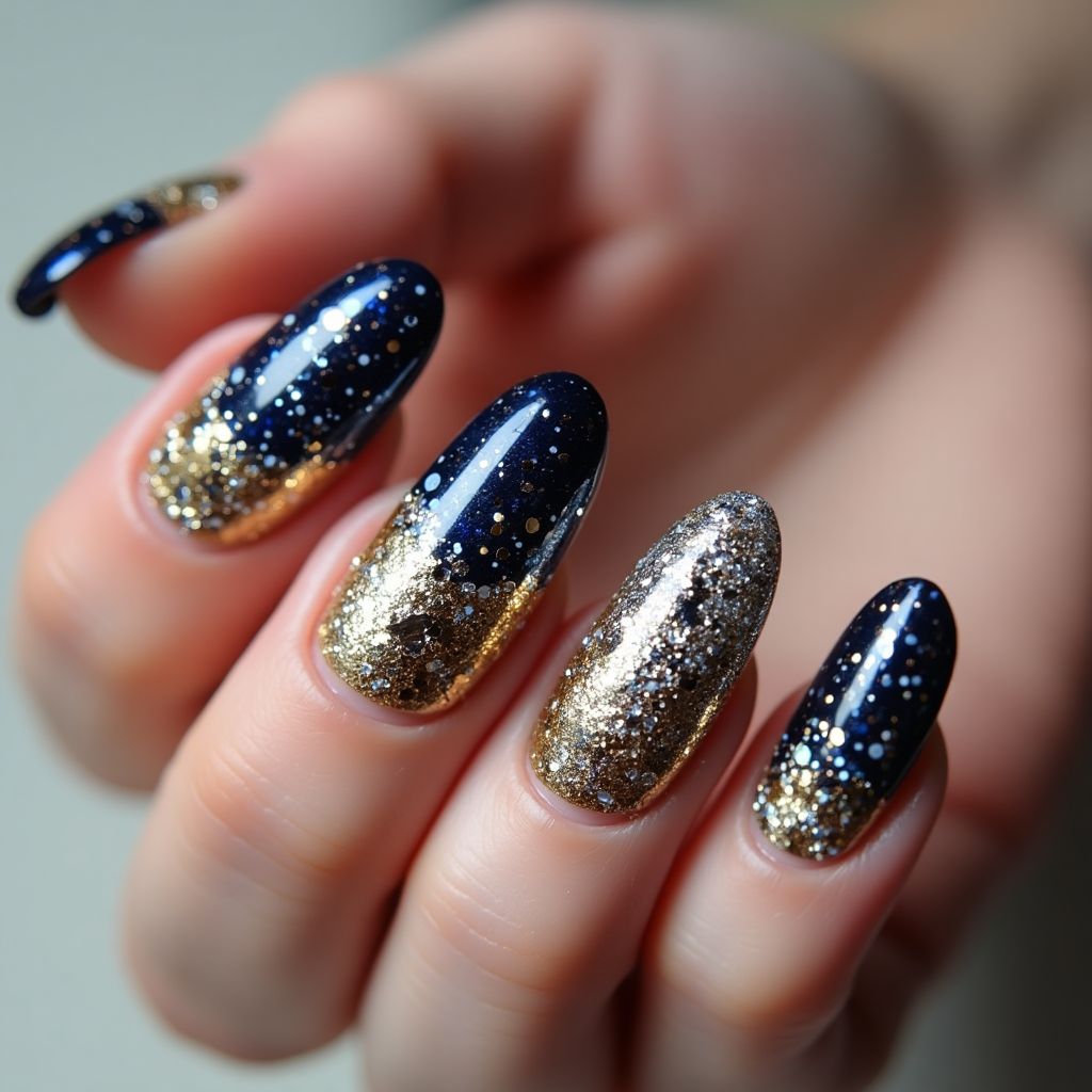 New Year Stiletto Nail Design