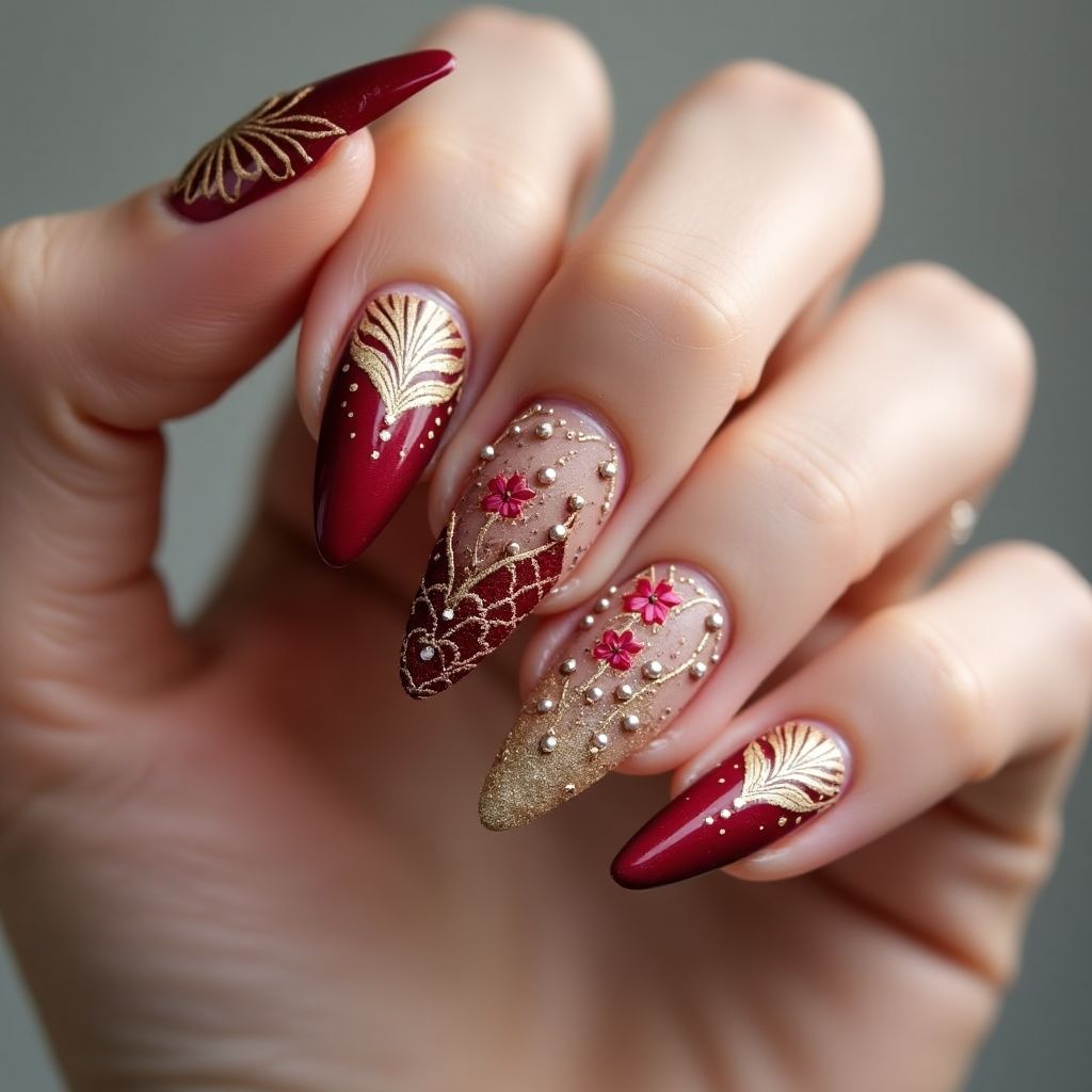 Anniversary Stiletto Nail Design