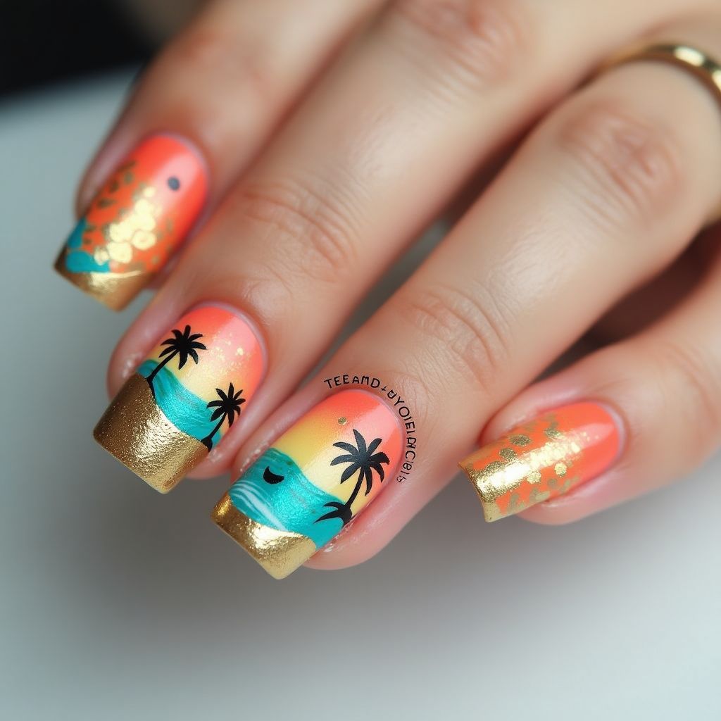 Vacation Square Nail Design