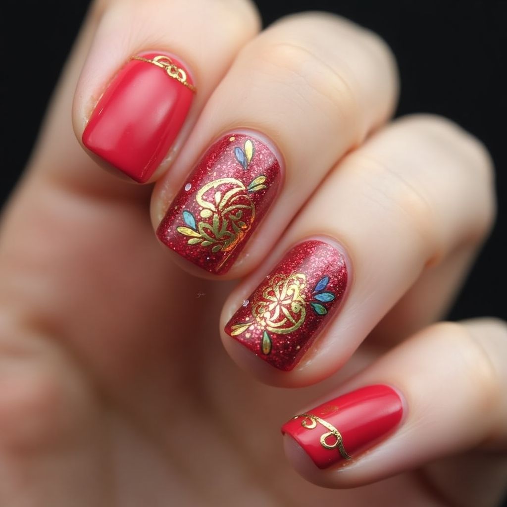 Diwali Round Nail Design