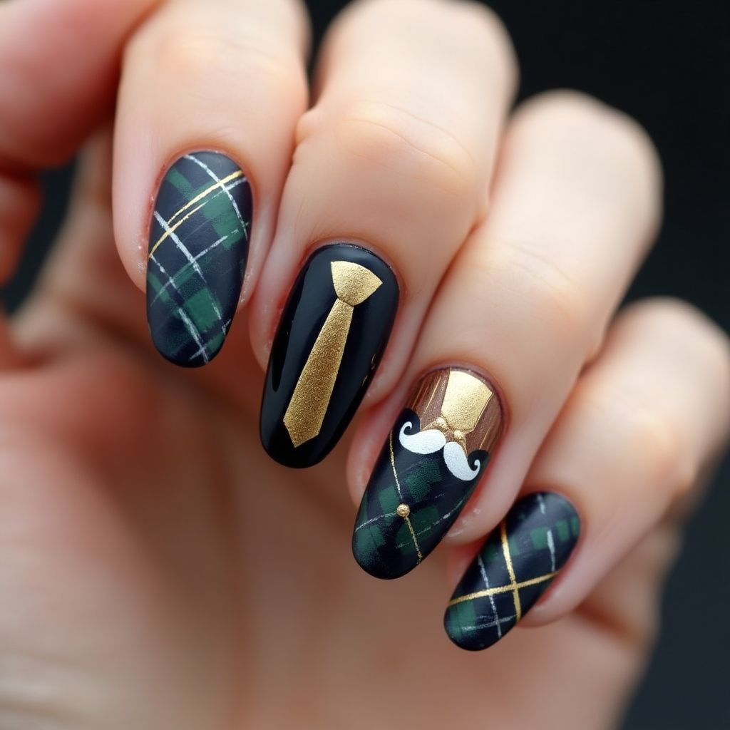 Father's Day Stiletto Nail Design