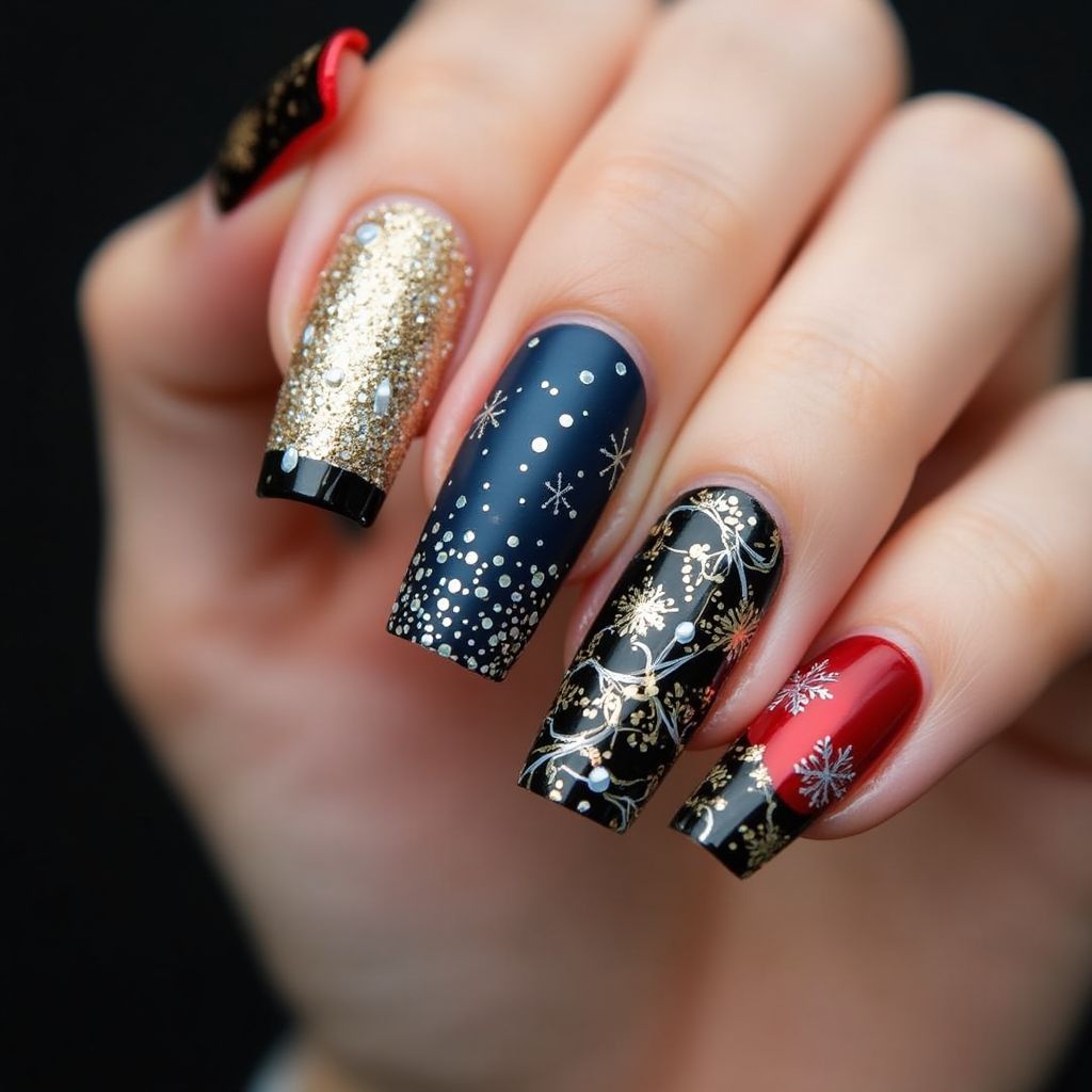 New Year Round Nail Design