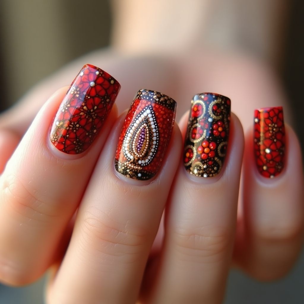 Diwali Square Nail Design