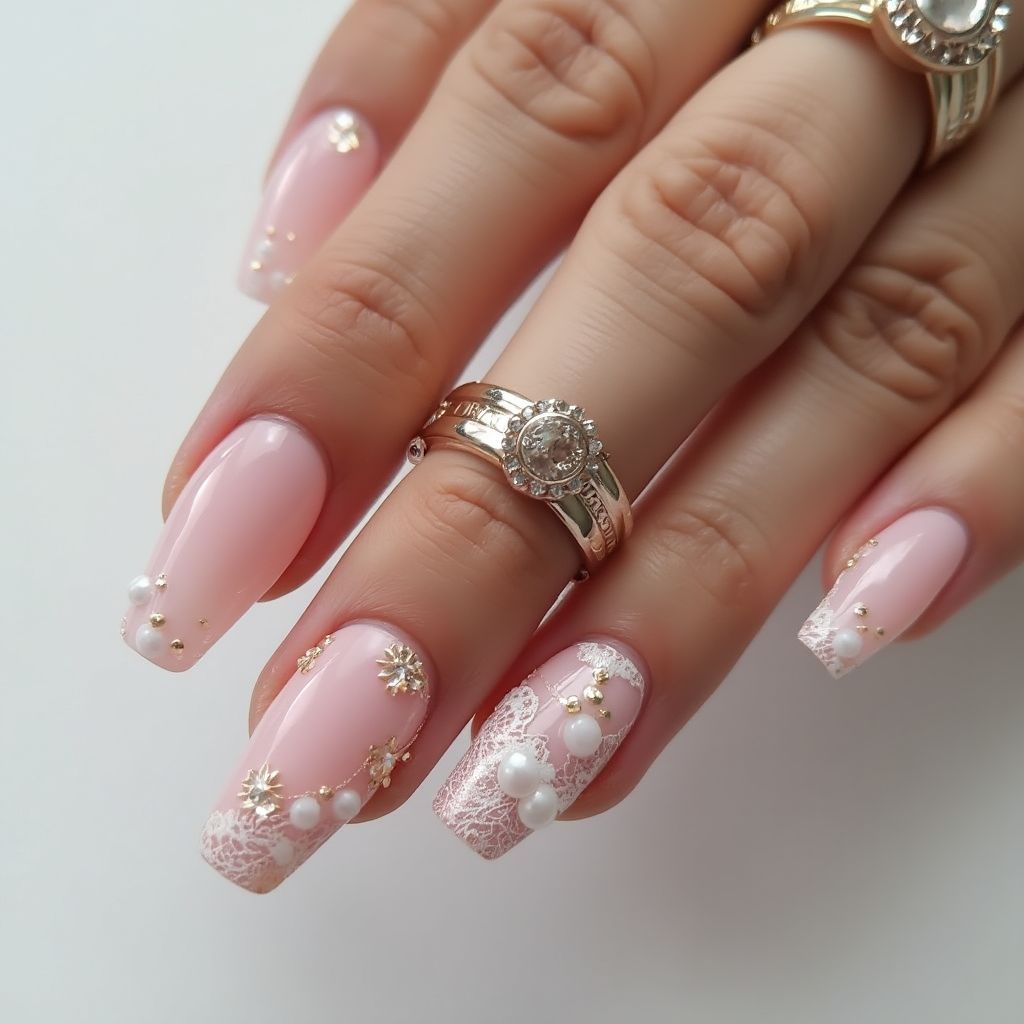 Wedding Stiletto Nail Design