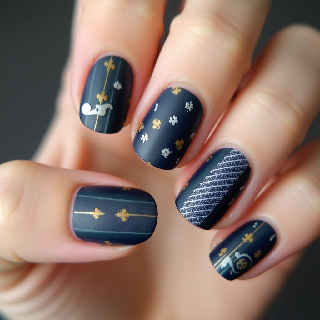 Father's Day Round Nail Design