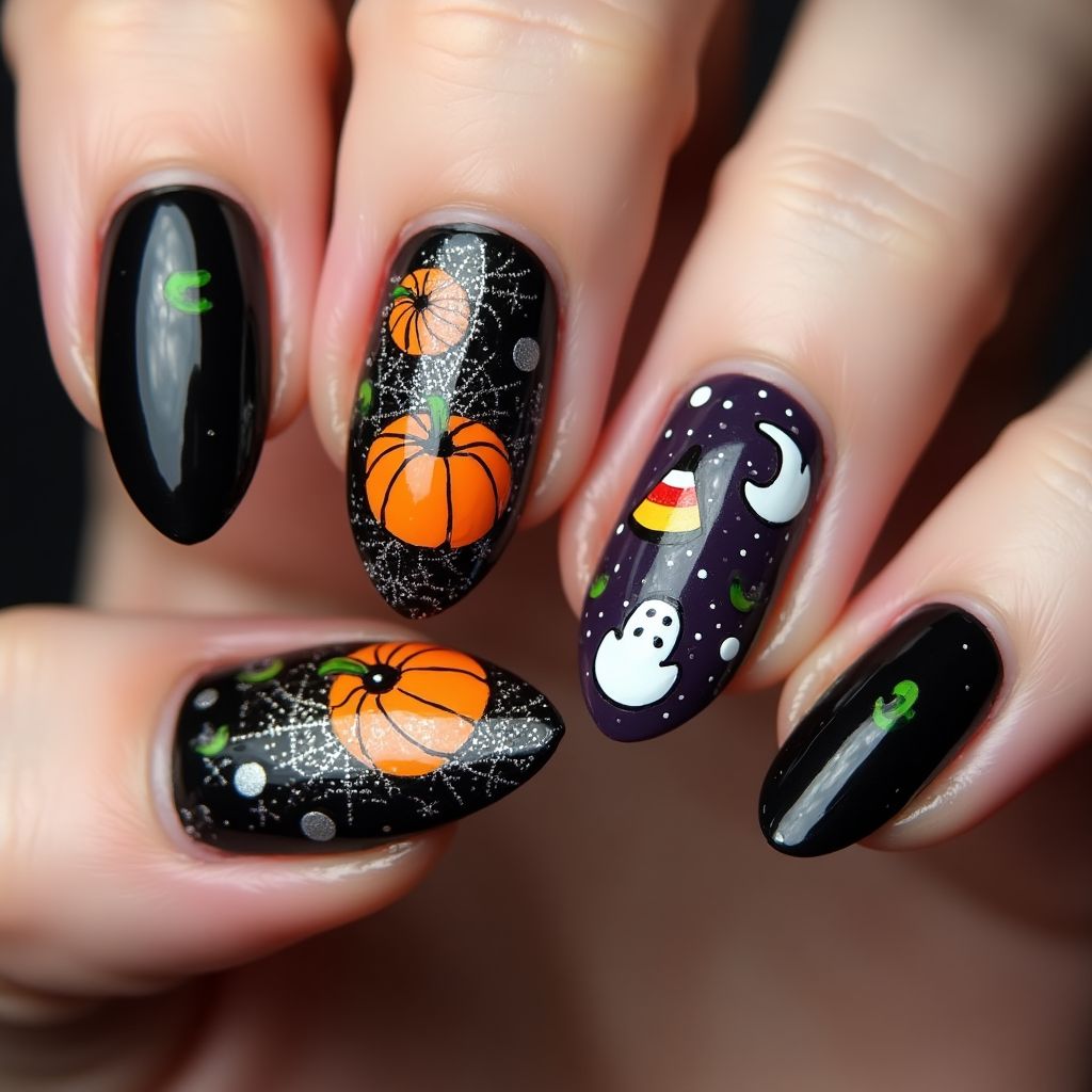 Halloween Almond Nail Design