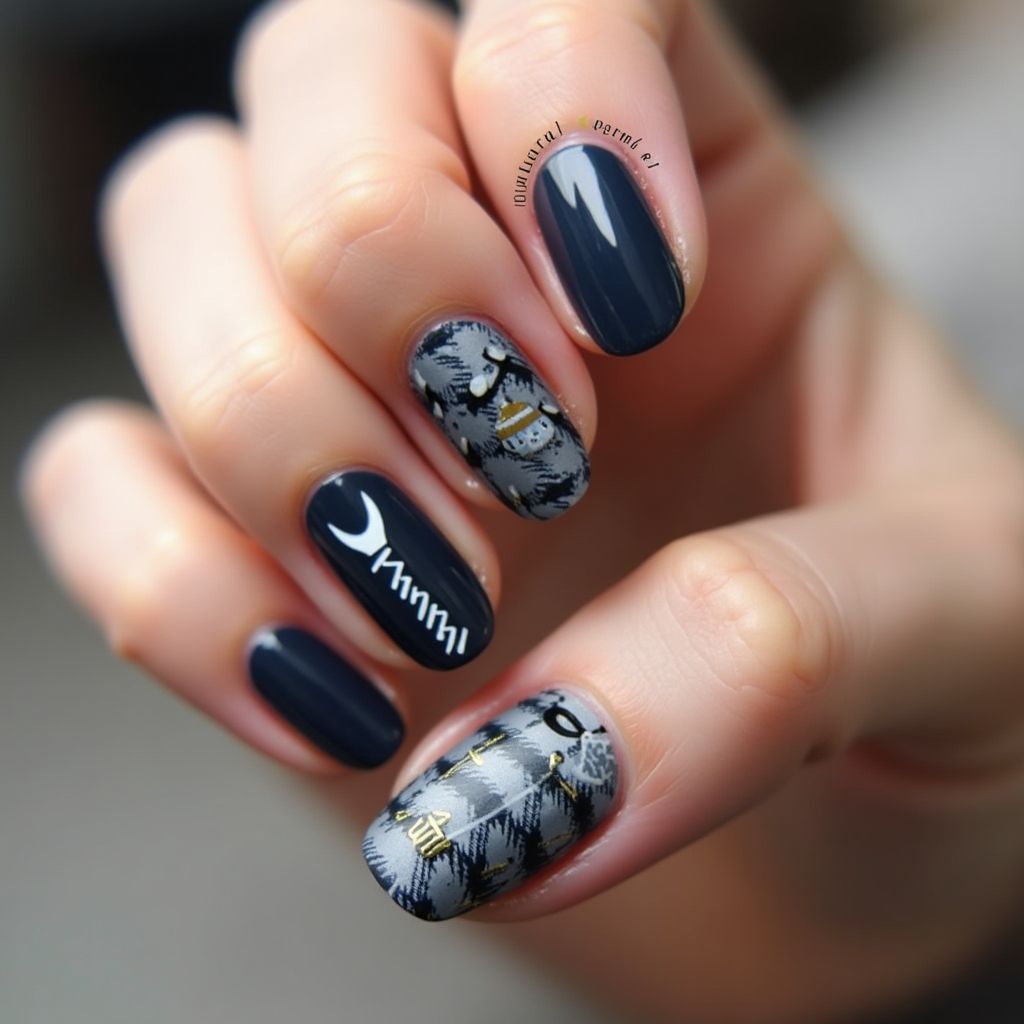 Father's Day Round Nail Design