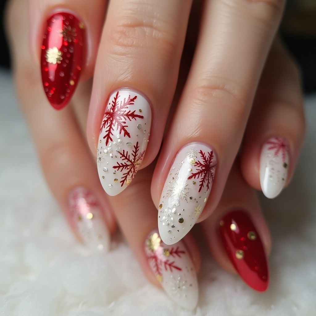 Holiday Almond Nail Design