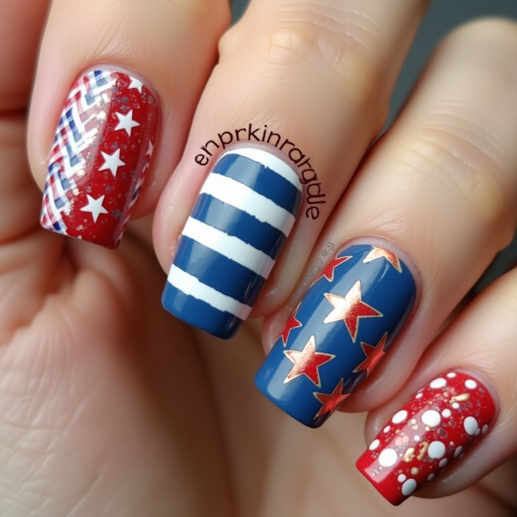 Labor Day Square Nail Design