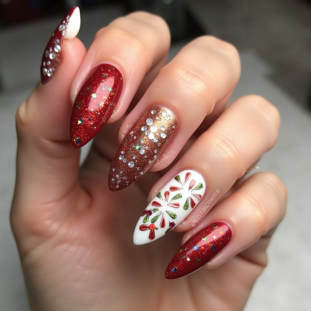 Holiday Stiletto Nail Design