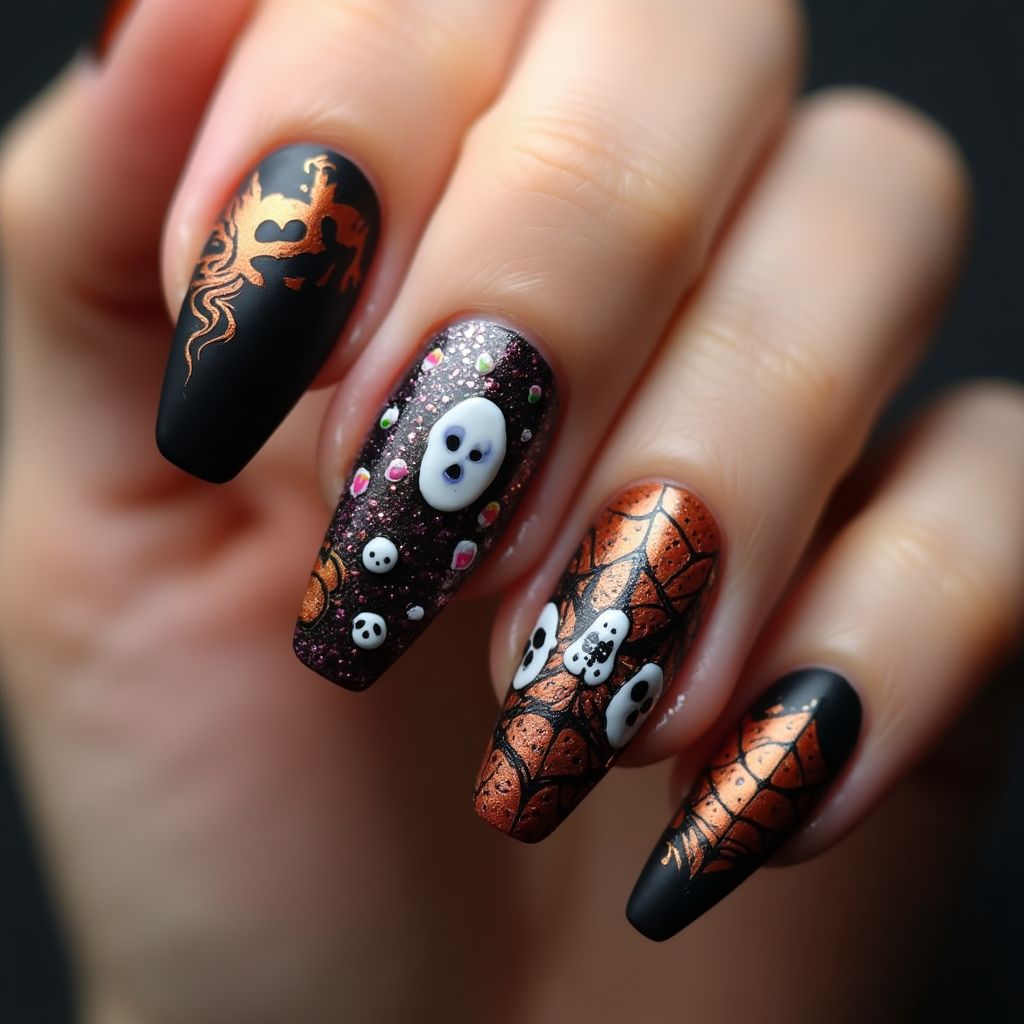 Halloween Coffin Nail Design