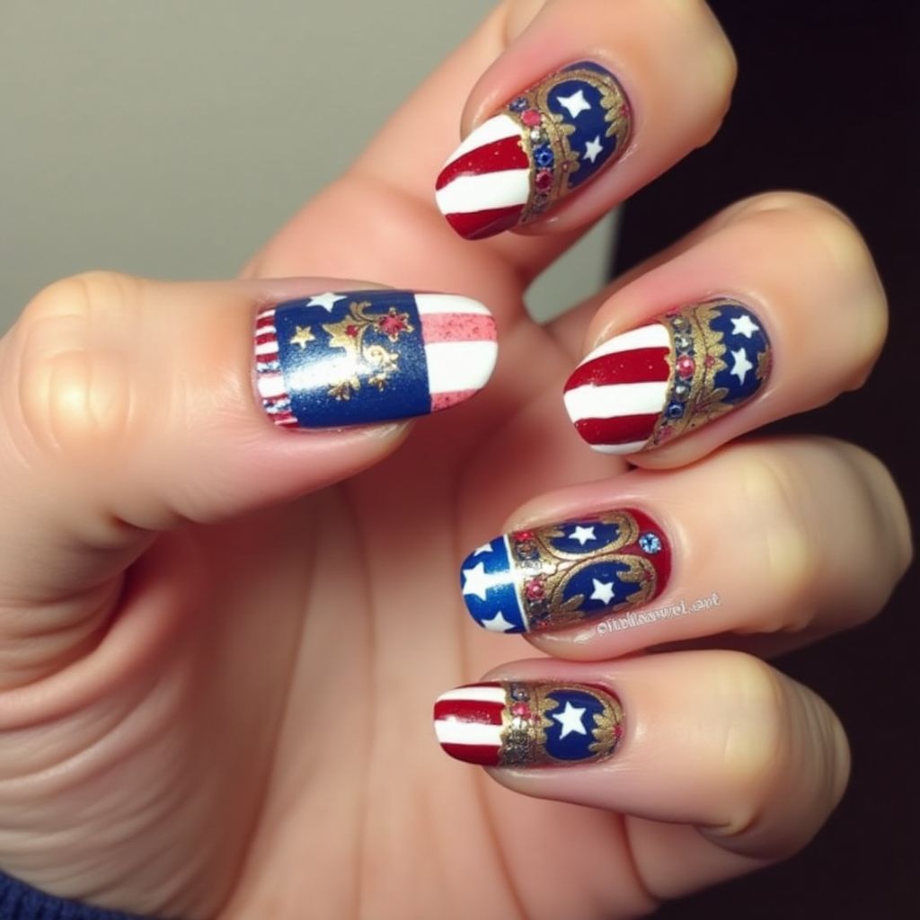 Labor Day Stiletto Nail Design